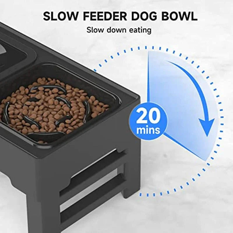 Elevated Dog Bowl Adjustable Raised Dog Bowl With Slow Feeder Dog Bowl And Dog Water Bowl Non - Spill For Small Medium Large Dogs - mais - vendidos - Trustipaw