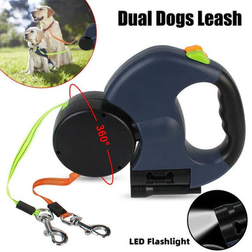 Retractable Dog Leash For Small Dogs Reflective Dual Pet Leash Lead 360 Swivel No Double Dog Walking Leash With Lights Pet Products - mais - vendidos - Trustipaw