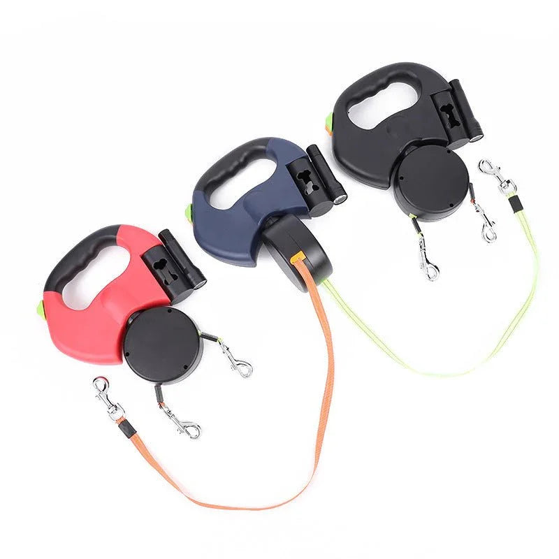 Retractable Dog Leash For Small Dogs Reflective Dual Pet Leash Lead 360 Swivel No Double Dog Walking Leash With Lights Pet Products - mais - vendidos - Trustipaw