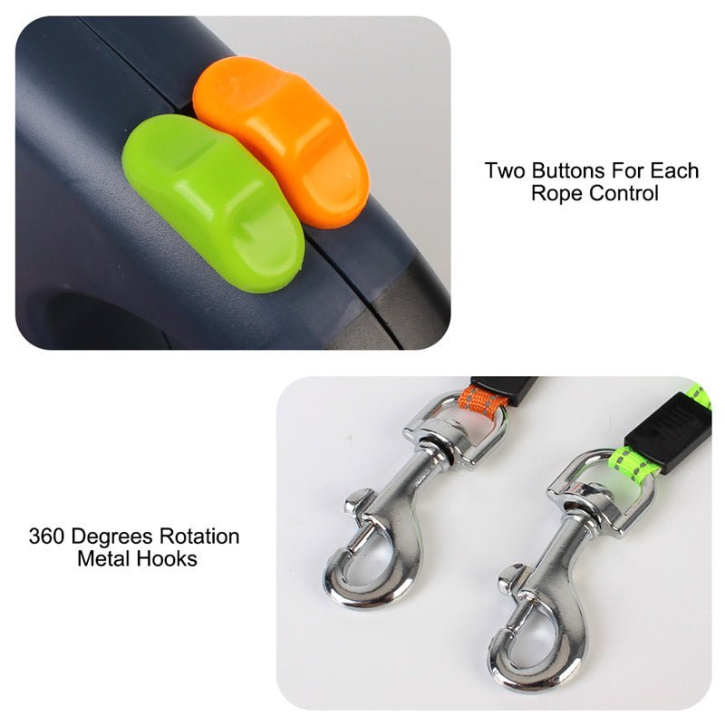 Retractable Dog Leash For Small Dogs Reflective Dual Pet Leash Lead 360 Swivel No Double Dog Walking Leash With Lights Pet Products - mais - vendidos - Trustipaw