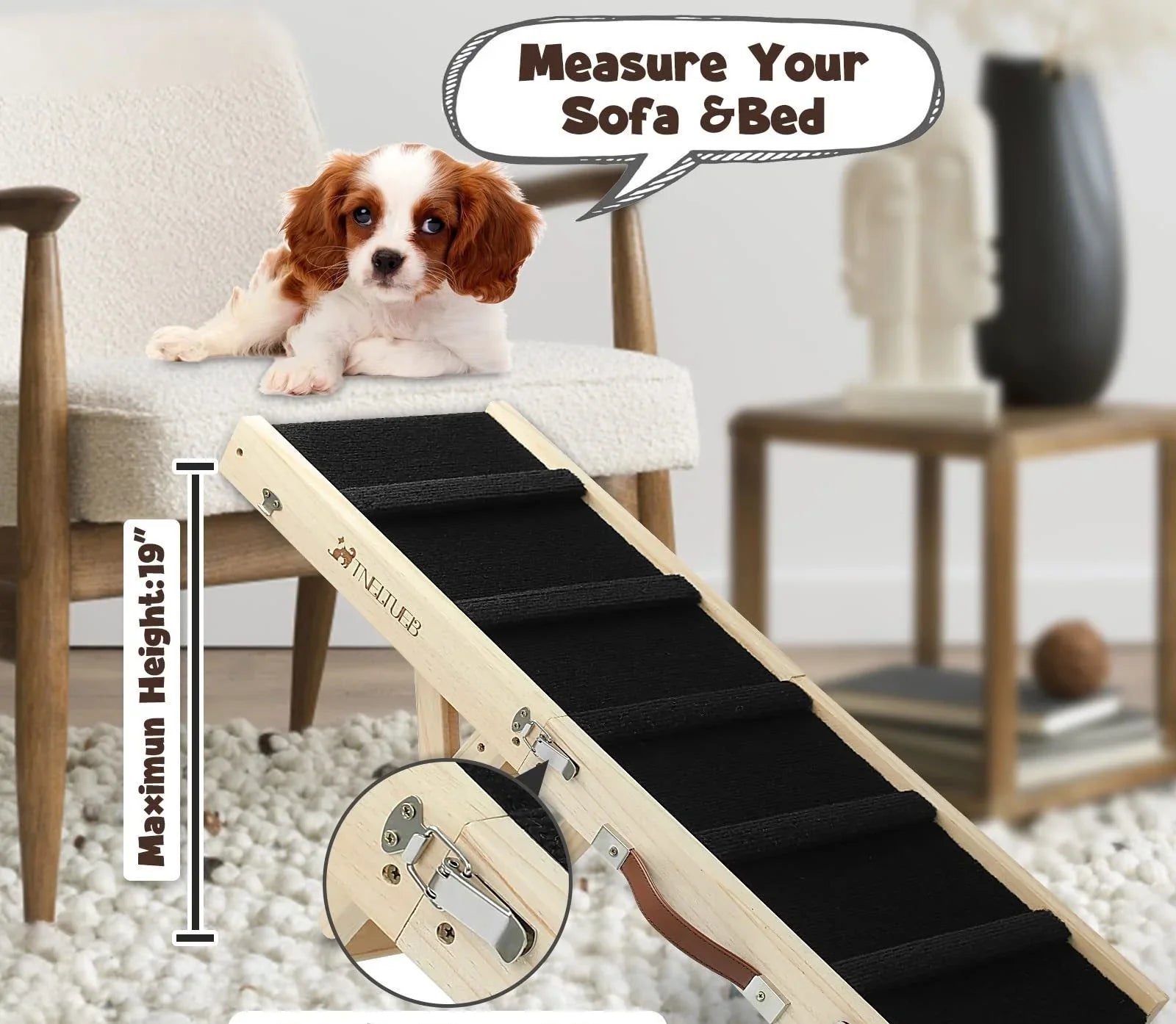 Wooden Adjustable Pet Dog Ladder Foldable Portable Non - slip Ramp - mais - vendidos - Trustipaw