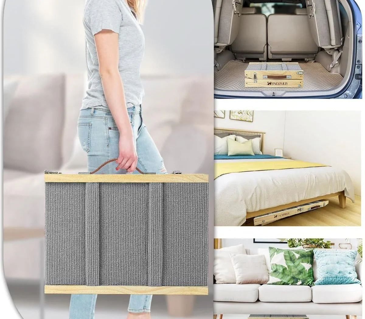 Wooden Adjustable Pet Dog Ladder Foldable Portable Non - slip Ramp - mais - vendidos - Trustipaw